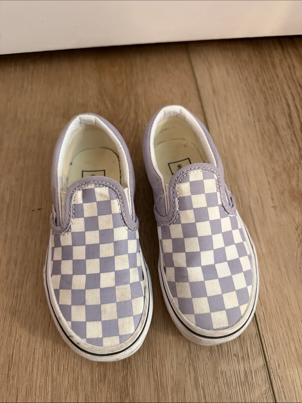 Vans Kids Slip-On Checkerboard in Lavender and White